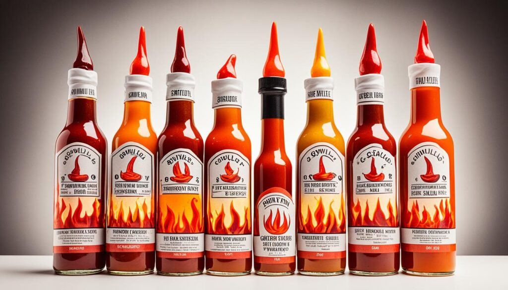 Scoville scale of types of hot sauce