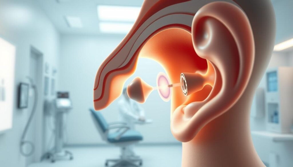 A detailed medical illustration depicting "耳石復位治療耳水不平衡的效果". The central focus is a cross-section of the inner ear, showcasing the semicircular canals and the delicate position of the otoliths. The image is rendered with high-precision anatomical accuracy, utilizing a soft, natural color palette and gentle lighting to convey a sense of informative clarity. The background features a minimalist, clean medical environment with subtle hints of medical equipment, emphasizing the clinical and educational nature of the subject matter. The overall aesthetic strikes a balance between scientific precision and visual appeal, making it an effective visual aid for the accompanying article on the latest advancements and challenges in resolving inner ear imbalance. A detailed medical illustration depicting "耳石復位治療耳水不平衡的效果". The central focus is a cross-section of the inner ear, showcasing the semicircular canals and the delicate position of the otoliths. The image is rendered with high-precision anatomical accuracy, utilizing a soft, natural color palette and gentle lighting to convey a sense of informative clarity. The background features a minimalist, clean medical environment with subtle hints of medical equipment, emphasizing the clinical and educational nature of the subject matter. The overall aesthetic strikes a balance between scientific precision and visual appeal, making it an effective visual aid for the accompanying article on the latest advancements and challenges in resolving inner ear imbalance.