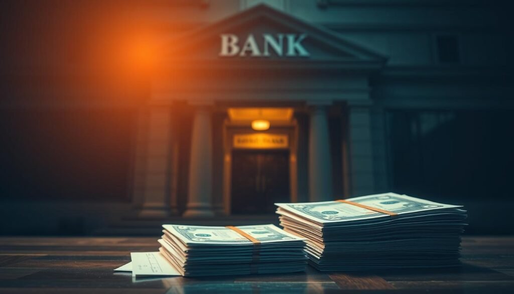 A high-contrast, cinematic scene depicting a comparison of "小額貸款" and "銀行貸款". In the foreground, a stack of cash and loan documents representing a small personal loan, set against a backdrop of a bank building with its imposing facade and logo. The lighting is dramatic, with warm tones highlighting the cash and documents, while the bank building is shrouded in cooler, more formal shadows. The composition emphasizes the distinct differences between the two lending options, creating a sense of tension and choice for the viewer. The overall mood is one of careful consideration, as the scene prompts the viewer to weigh the pros and cons of each financing method. A high-contrast, cinematic scene depicting a comparison of "小額貸款" and "銀行貸款". In the foreground, a stack of cash and loan documents representing a small personal loan, set against a backdrop of a bank building with its imposing facade and logo. The lighting is dramatic, with warm tones highlighting the cash and documents, while the bank building is shrouded in cooler, more formal shadows. The composition emphasizes the distinct differences between the two lending options, creating a sense of tension and choice for the viewer. The overall mood is one of careful consideration, as the scene prompts the viewer to weigh the pros and cons of each financing method.